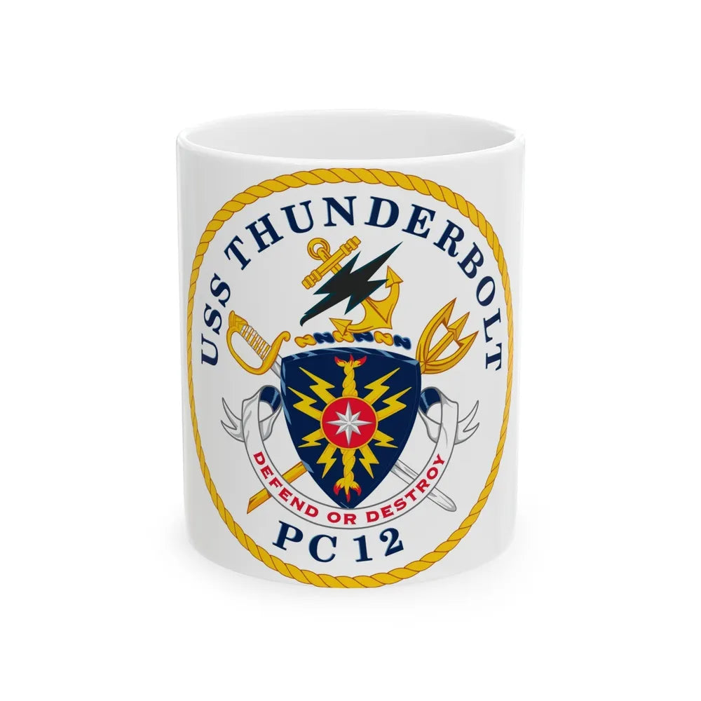 USS Thunderbolt PC 12 (U.S. Navy) White Coffee Mug-11oz-Go Mug Yourself