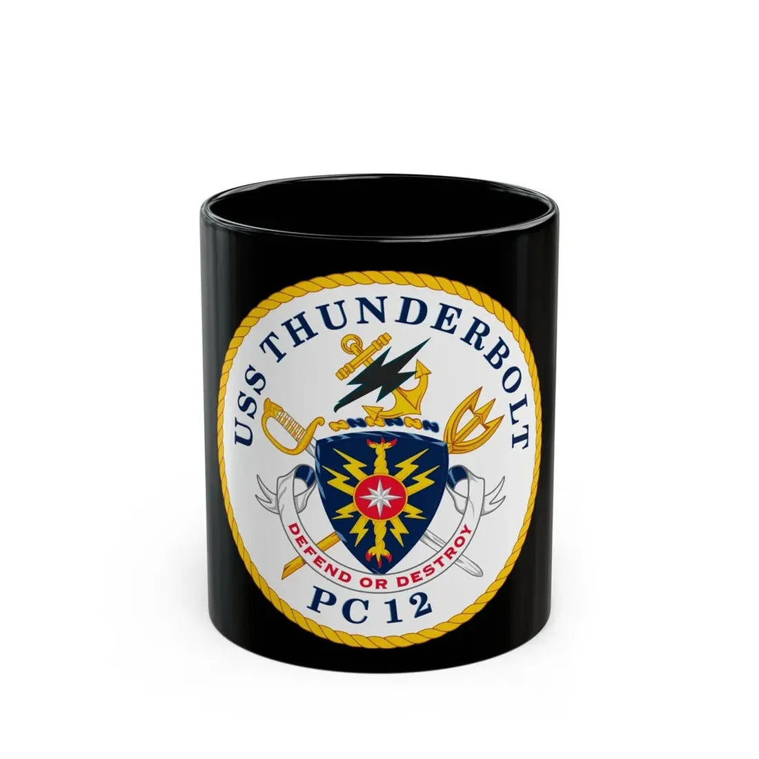 USS Thunderbolt PC 12 (U.S. Navy) Black Coffee Mug 11oz - Go Mug Yourself