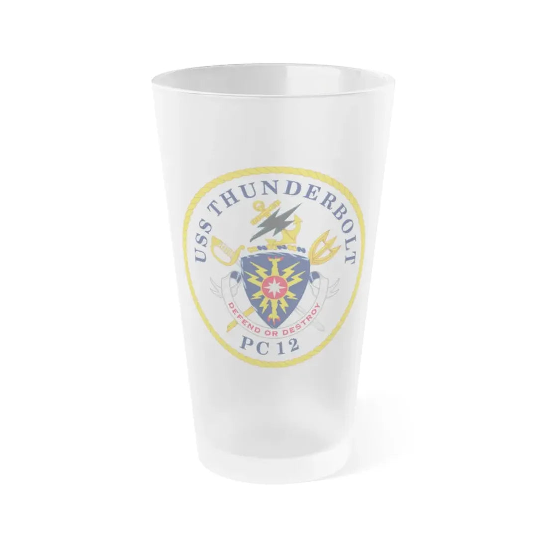 USS Thunderbolt PC 12 (U.S. Navy) Frosted Pint Glass 16oz Default Title - Go Mug Yourself