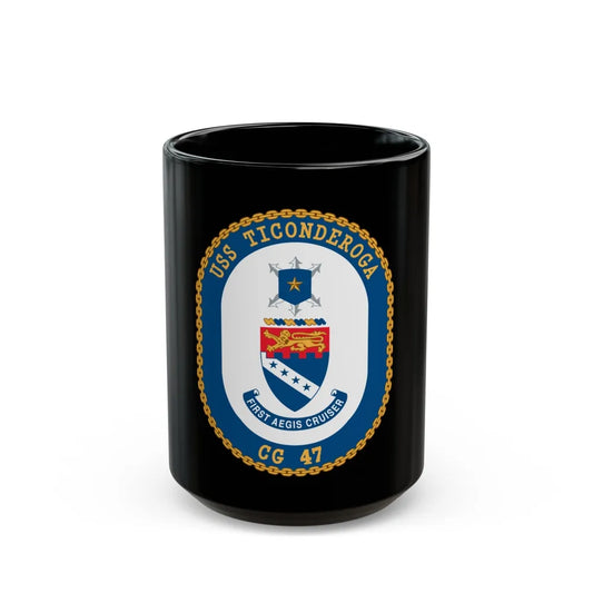 USS Ticonderoga (U.S. Navy) Black Coffee Mug-15oz-Go Mug Yourself