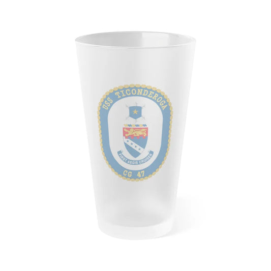 USS Ticonderoga (U.S. Navy) Frosted Pint Glass 16oz-Go Mug Yourself