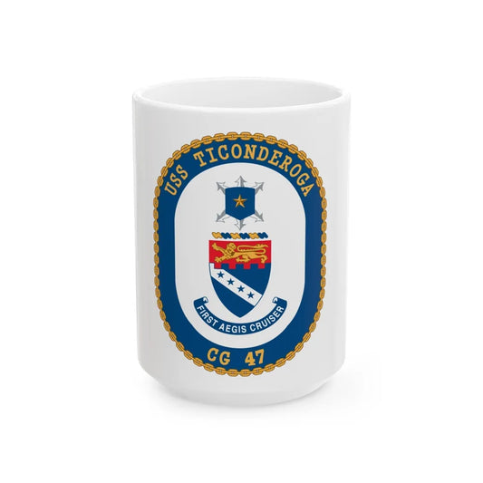 USS Ticonderoga (U.S. Navy) White Coffee Mug-15oz-Go Mug Yourself