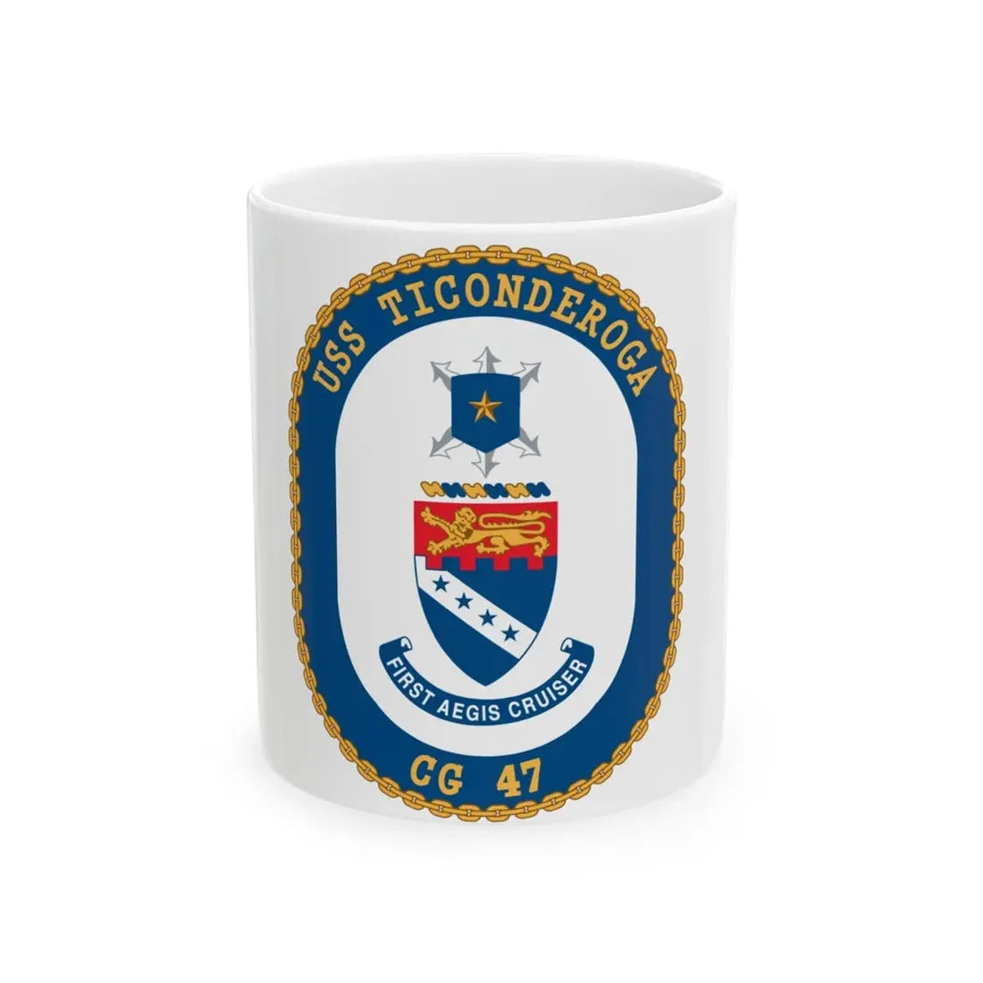 USS Ticonderoga (U.S. Navy) White Coffee Mug 11oz - Go Mug Yourself