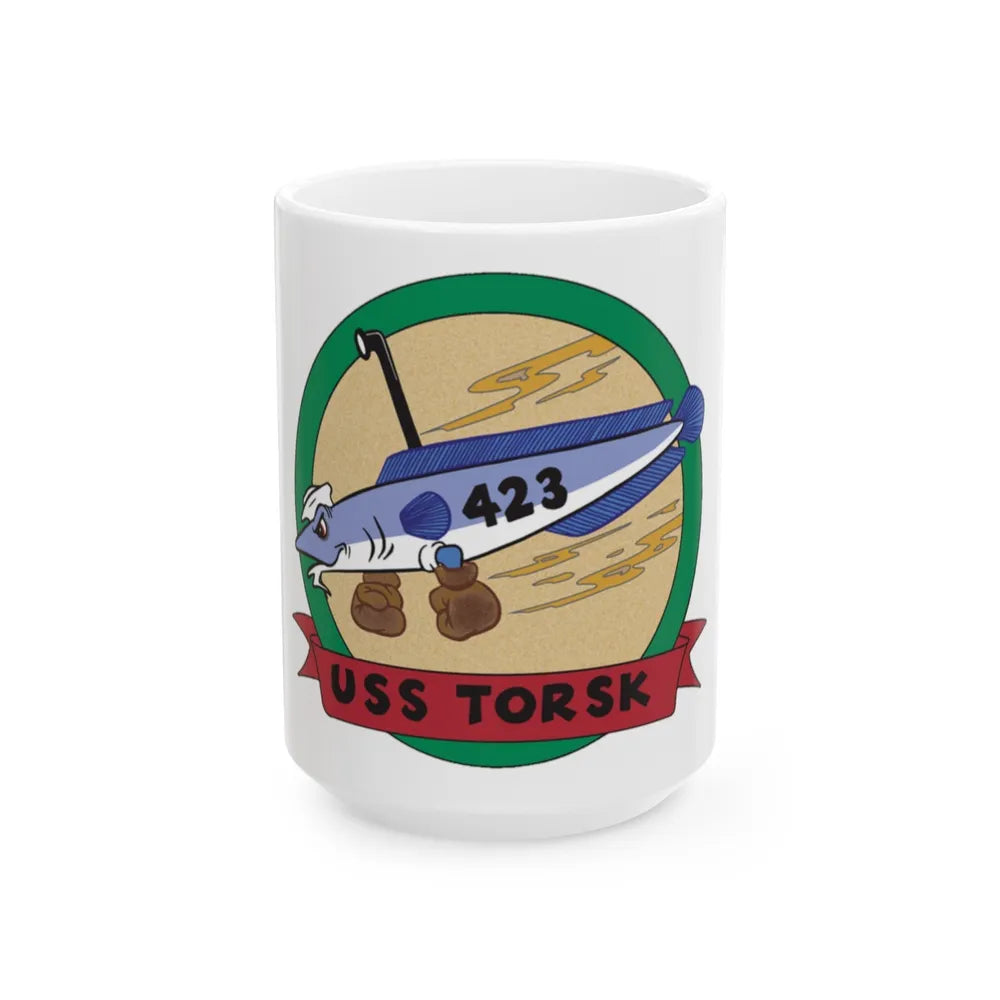 USS TORSK SS 423 (U.S. Navy) White Coffee Mug-15oz-Go Mug Yourself