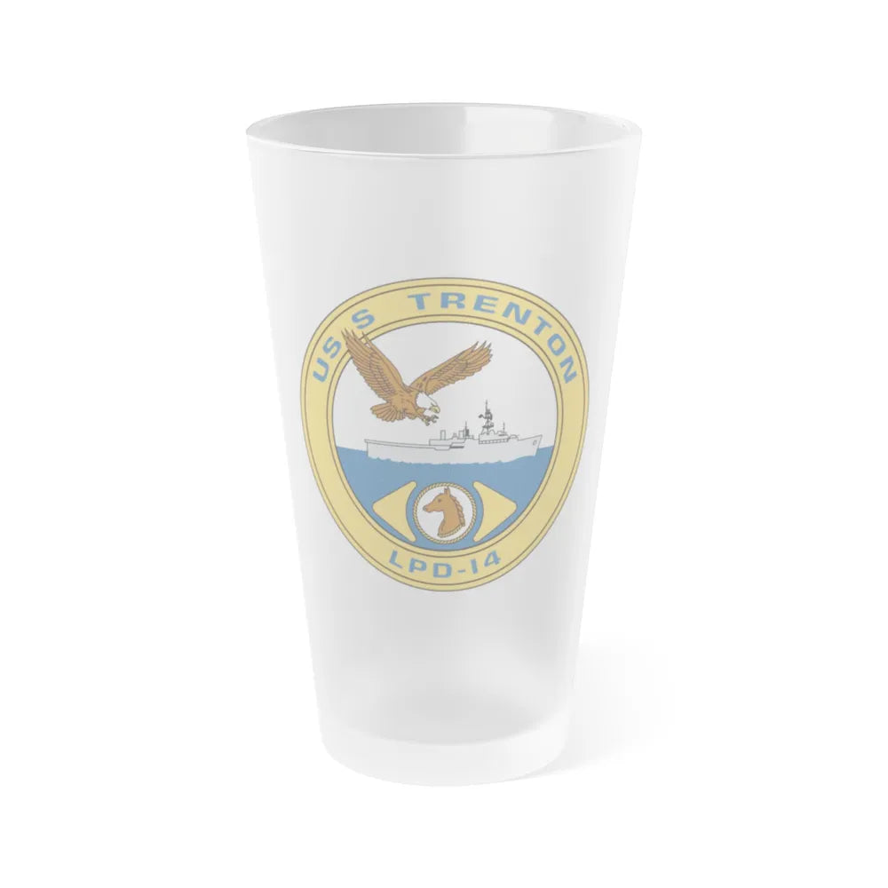 USS Trenton LPD 14 (U.S. Navy) Frosted Pint Glass 16oz-Go Mug Yourself