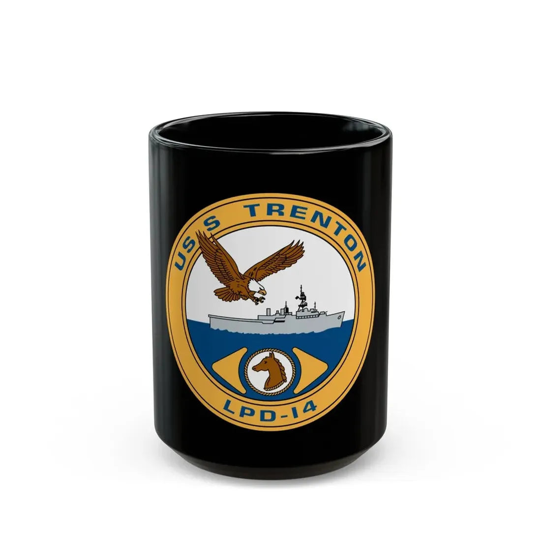 USS Trenton LPD 14 (U.S. Navy) Black Coffee Mug 15oz - Go Mug Yourself