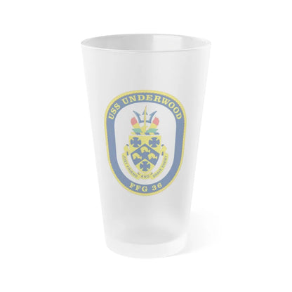 USS Underwood FFG 36 v2 (U.S. Navy) Frosted Pint Glass 16oz-Go Mug Yourself