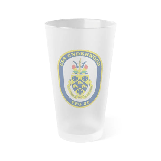 USS Underwood FFG 36 v2 (U.S. Navy) Frosted Pint Glass 16oz-Go Mug Yourself