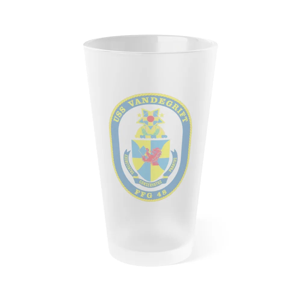 USS Vandegrift FFG 48 v2 (U.S. Navy) Frosted Pint Glass 16oz-Go Mug Yourself