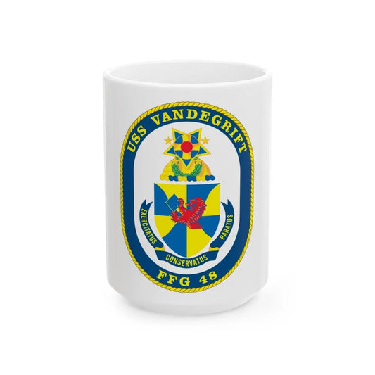 USS Vandegrift FFG 48 v2 (U.S. Navy) White Coffee Mug-15oz-Go Mug Yourself