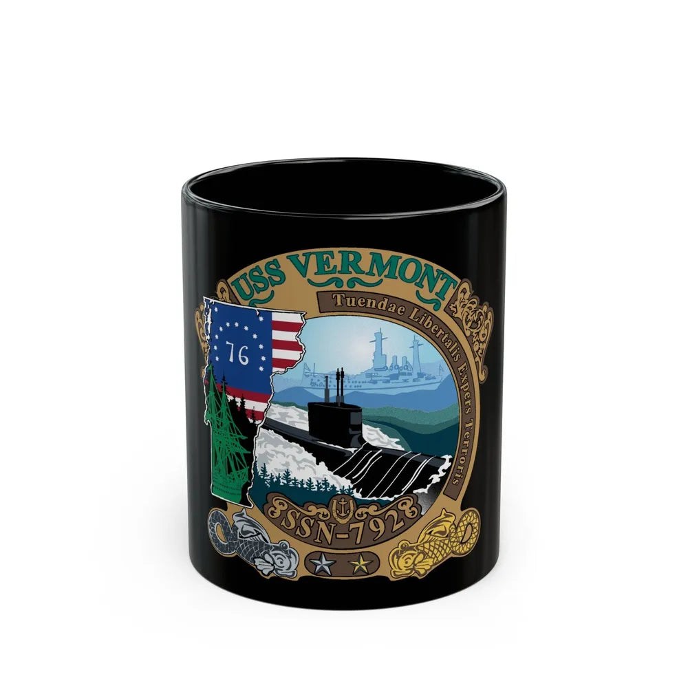 USS Vermont SSN 792 (U.S. Navy) Black Coffee Mug-11oz-Go Mug Yourself