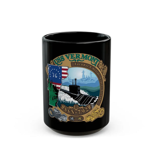 USS Vermont SSN 792 (U.S. Navy) Black Coffee Mug-15oz-Go Mug Yourself