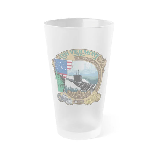 USS Vermont SSN 792 (U.S. Navy) Frosted Pint Glass 16oz-Go Mug Yourself