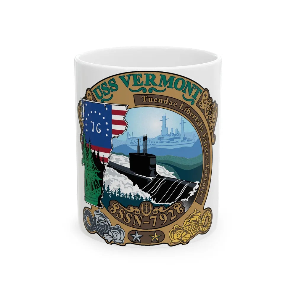 USS Vermont SSN 792 (U.S. Navy) White Coffee Mug-11oz-Go Mug Yourself