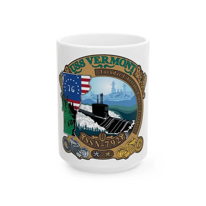 USS Vermont SSN 792 (U.S. Navy) White Coffee Mug-15oz-Go Mug Yourself