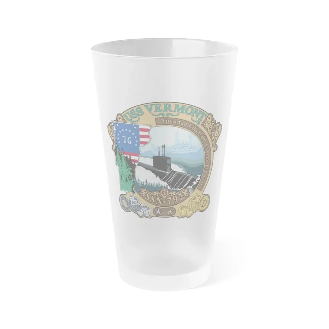 USS Vermont SSN 792 (U.S. Navy) Frosted Pint Glass 16oz Default Title - Go Mug Yourself
