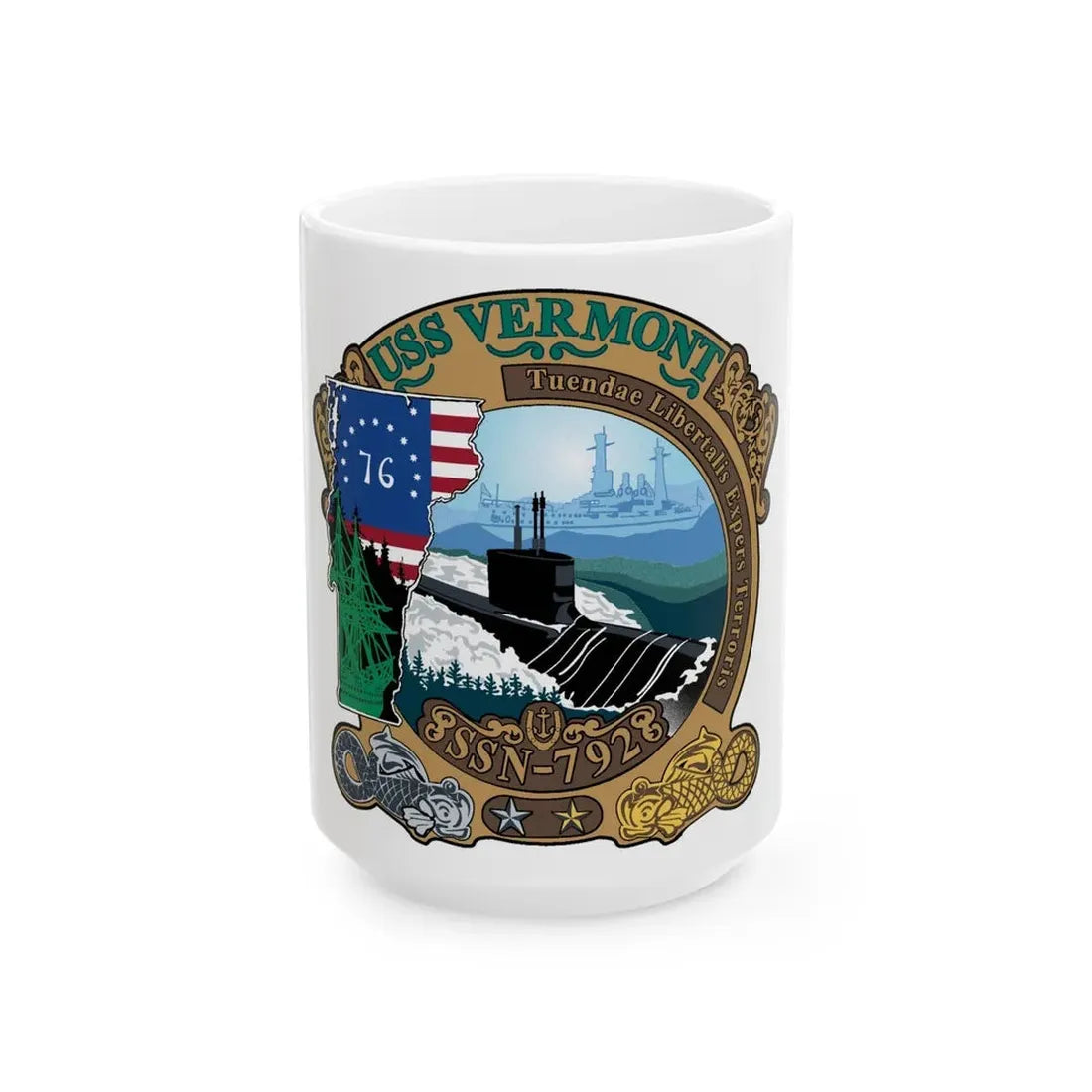 USS Vermont SSN 792 (U.S. Navy) White Coffee Mug 15oz - Go Mug Yourself