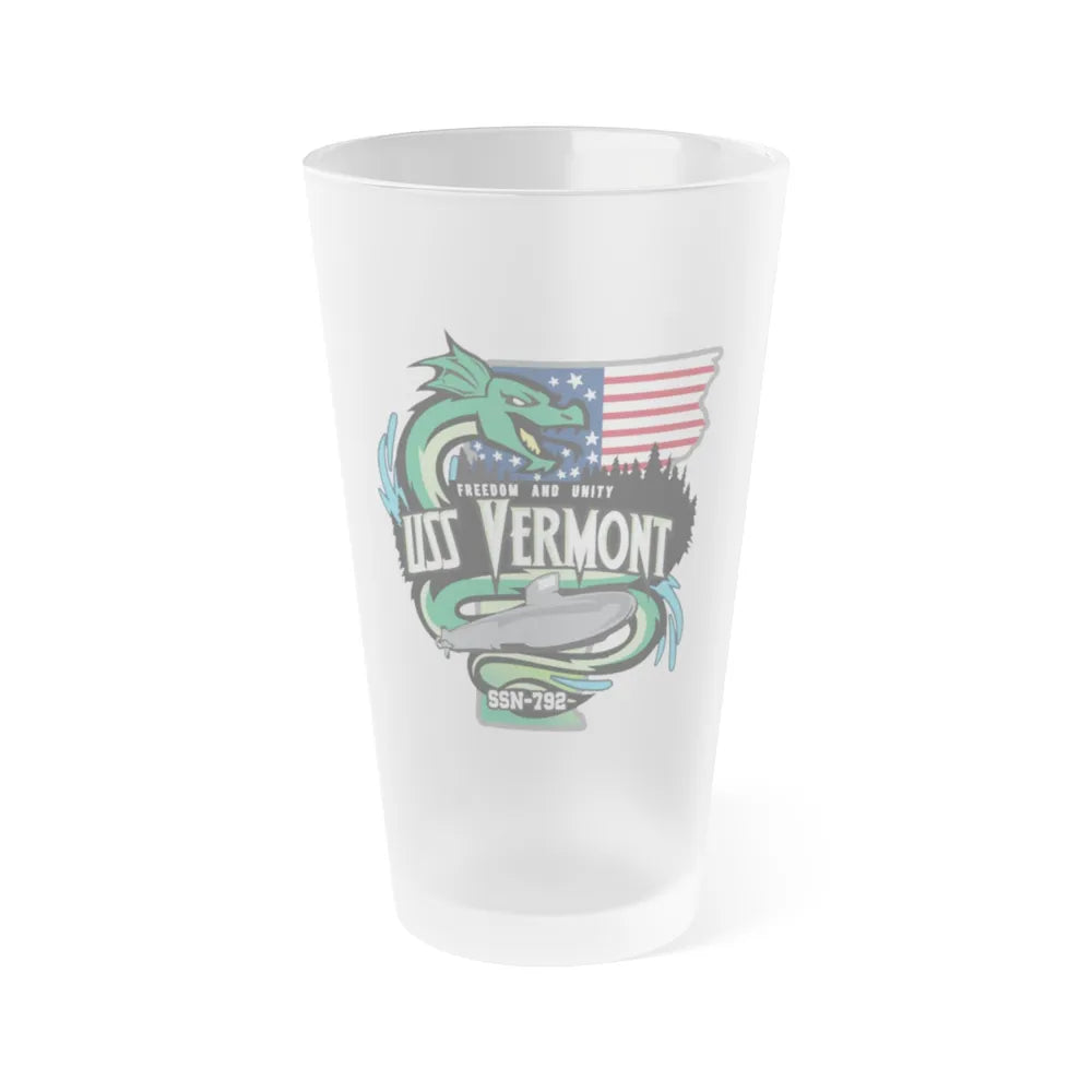 USS Vermont SSN 7921 (U.S. Navy) Frosted Pint Glass 16oz-Go Mug Yourself