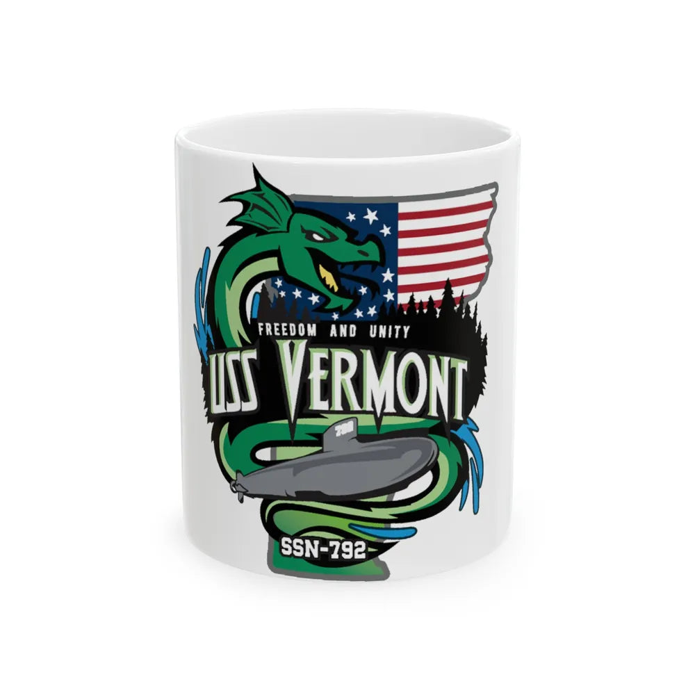 USS Vermont SSN 7921 (U.S. Navy) White Coffee Mug-11oz-Go Mug Yourself