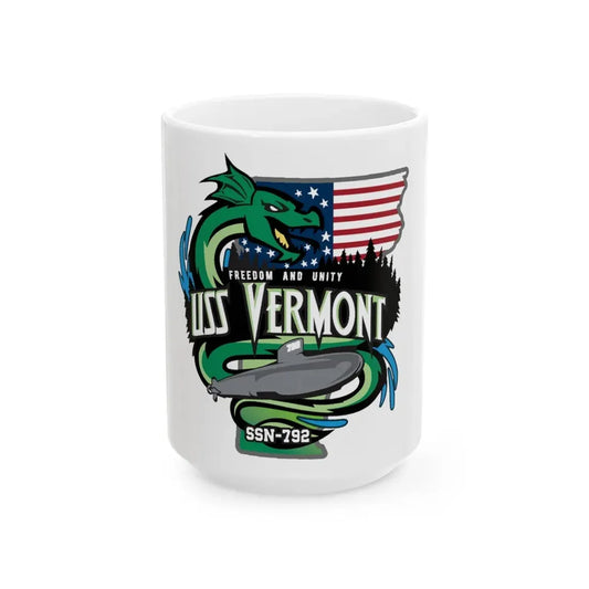 USS Vermont SSN 7921 (U.S. Navy) White Coffee Mug 15oz - Go Mug Yourself