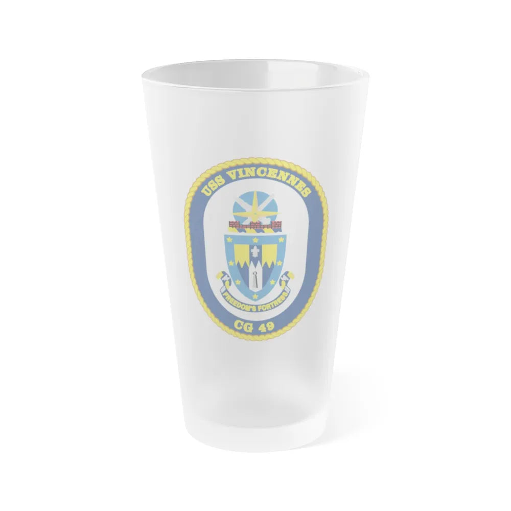 USS Vincennes CG 49 v2 (U.S. Navy) Frosted Pint Glass 16oz-Go Mug Yourself