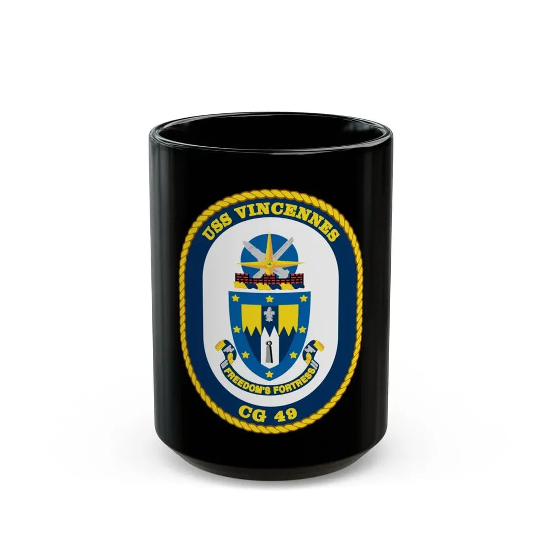 USS Vincennes CG 49 v2 (U.S. Navy) Black Coffee Mug 15oz - Go Mug Yourself