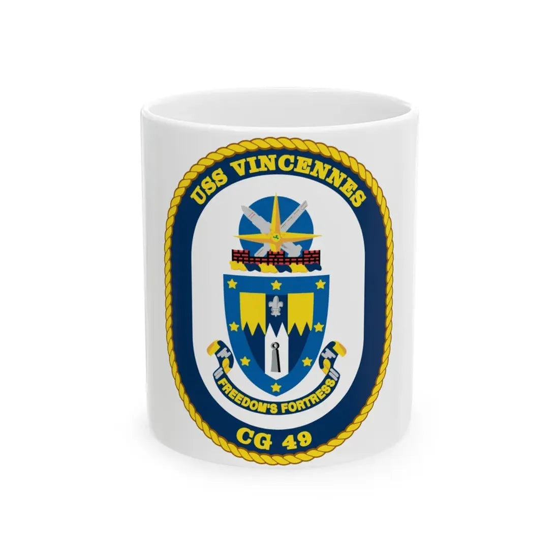 USS Vincennes CG 49 v2 (U.S. Navy) White Coffee Mug 11oz - Go Mug Yourself