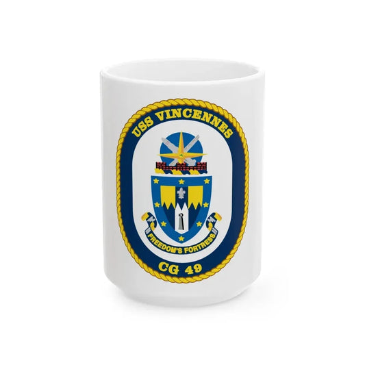 USS Vincennes CG 49 v2 (U.S. Navy) White Coffee Mug 15oz - Go Mug Yourself