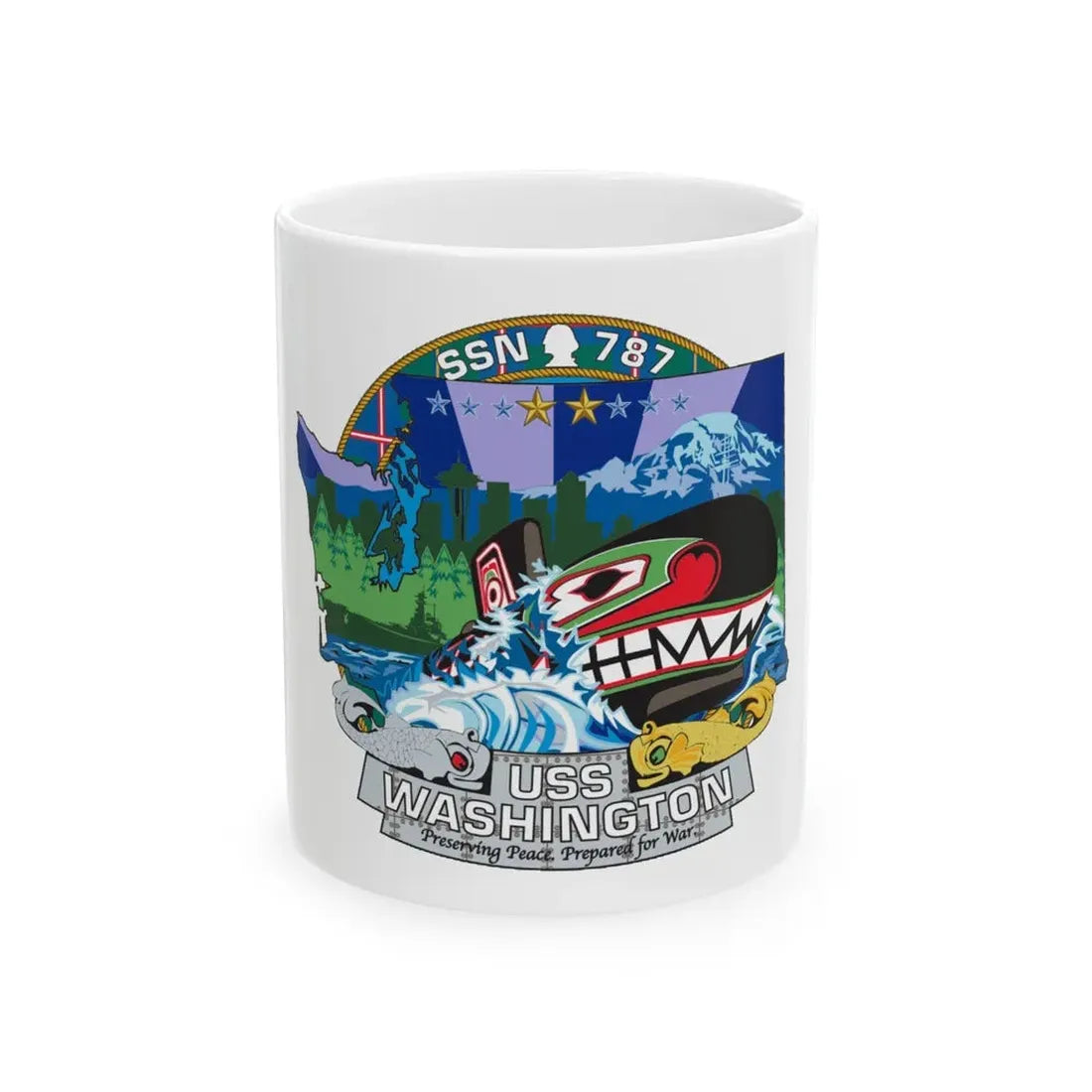 USS Washington SSN 787 (U.S. Navy) White Coffee Mug 11oz - Go Mug Yourself