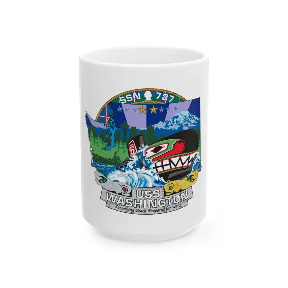 USS Washington SSN 787 (U.S. Navy) White Coffee Mug 15oz - Go Mug Yourself