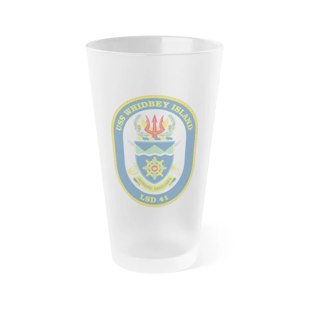 USS Whidbey Island LSD 41 (U.S. Navy) Frosted Pint Glass 16oz-Go Mug Yourself