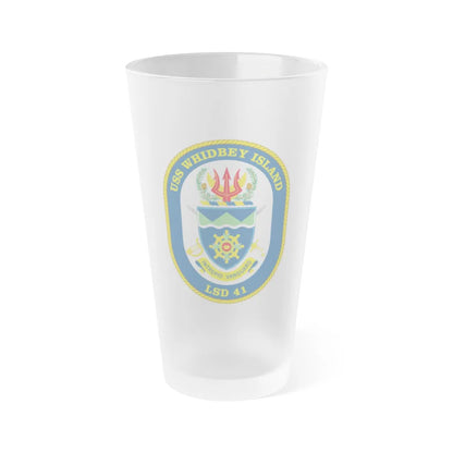 USS Whidbey Island LSD 41 (U.S. Navy) Frosted Pint Glass 16oz-Go Mug Yourself