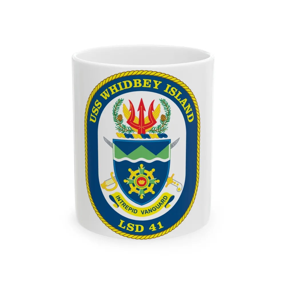 USS Whidbey Island LSD 41 (U.S. Navy) White Coffee Mug-11oz-Go Mug Yourself