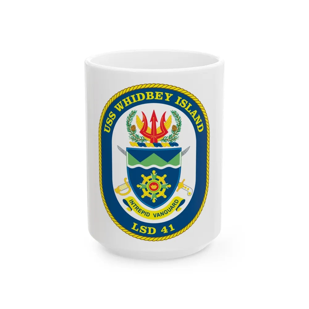 USS Whidbey Island LSD 41 (U.S. Navy) White Coffee Mug-15oz-Go Mug Yourself