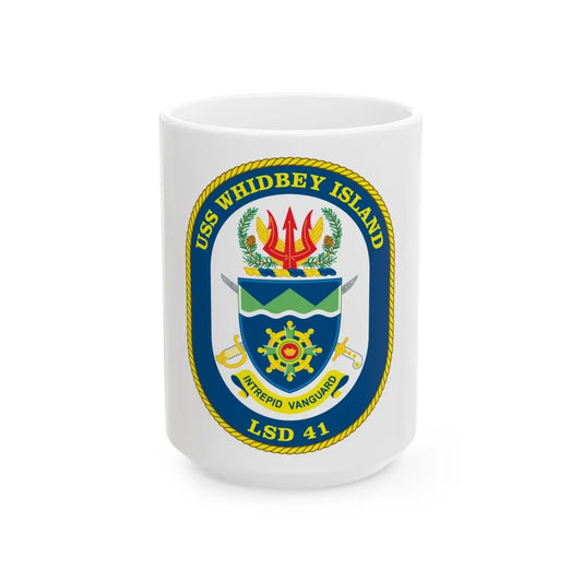 USS Whidbey Island LSD 41 (U.S. Navy) White Coffee Mug-15oz-Go Mug Yourself