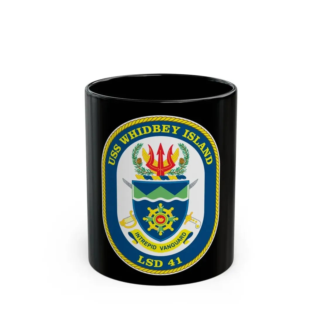 USS Whidbey Island LSD 41 (U.S. Navy) Black Coffee Mug 11oz - Go Mug Yourself