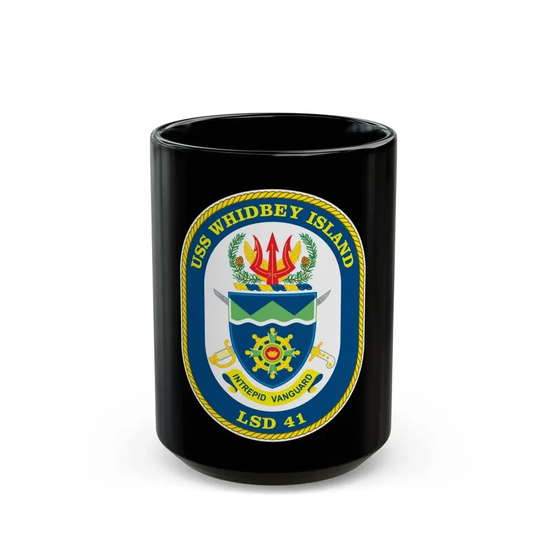 USS Whidbey Island LSD 41 (U.S. Navy) Black Coffee Mug 15oz - Go Mug Yourself