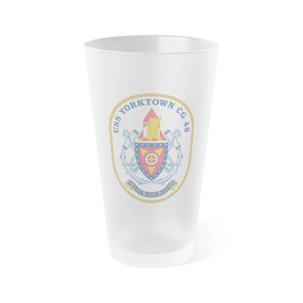 USS Yorktown CG 48 (U.S. Navy) Frosted Pint Glass 16oz-Go Mug Yourself