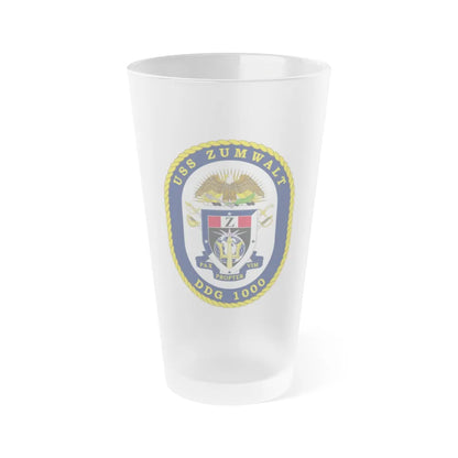 USS Zumwalt DDG 1000 Crest (U.S. Navy) Frosted Pint Glass 16oz-Go Mug Yourself