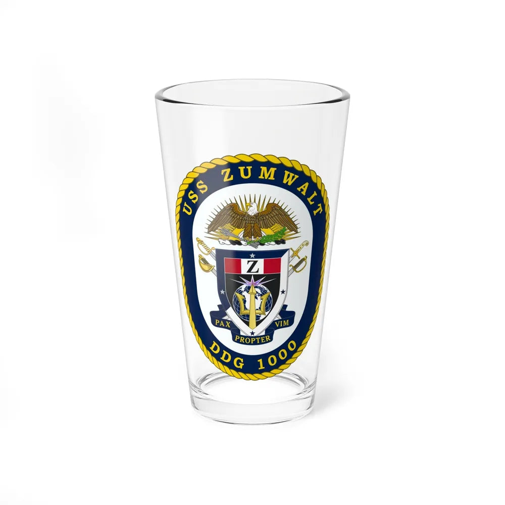 USS Zumwalt DDG 1000 Crest (U.S. Navy) Pint Glass 16oz-16oz-Go Mug Yourself