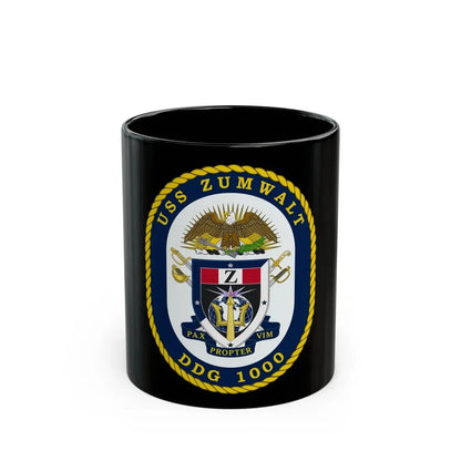 USS Zumwalt DDG 1000 Crest (U.S. Navy) Black Coffee Mug 11oz - Go Mug Yourself