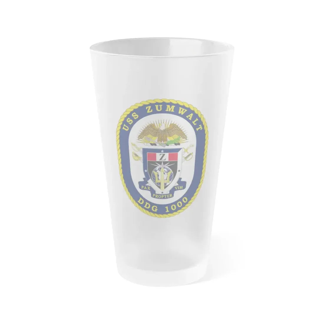 USS Zumwalt DDG 1000 Crest (U.S. Navy) Frosted Pint Glass 16oz Default Title - Go Mug Yourself