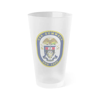 USS Zumwalt DDG 1000 Crest (U.S. Navy) Frosted Pint Glass 16oz Default Title - Go Mug Yourself