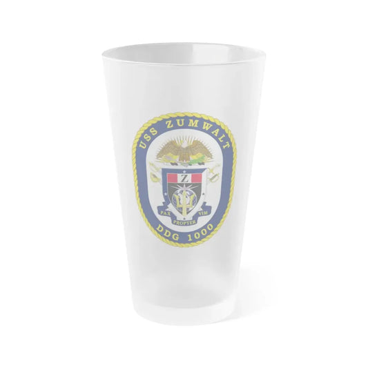 USS Zumwalt DDG 1000 Crest (U.S. Navy) Frosted Pint Glass 16oz Default Title - Go Mug Yourself