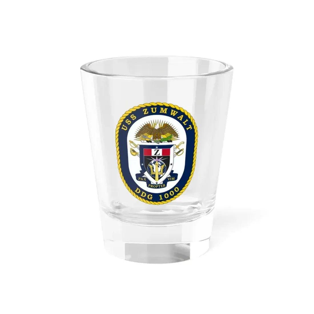 USS Zumwalt DDG 1000 Crest (U.S. Navy) Shot Glass 1.5oz 1.5oz - Go Mug Yourself