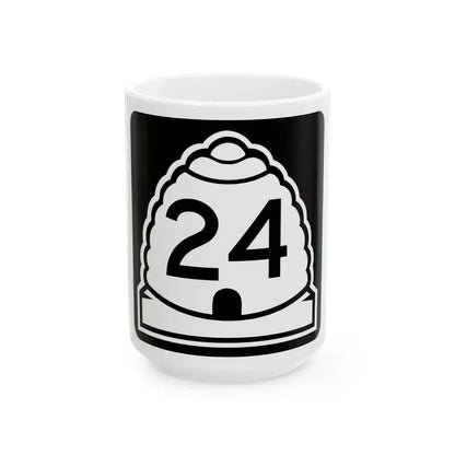 Utah 24 (Utah) (Road Sign) White Coffee Mug 15oz - Go Mug Yourself
