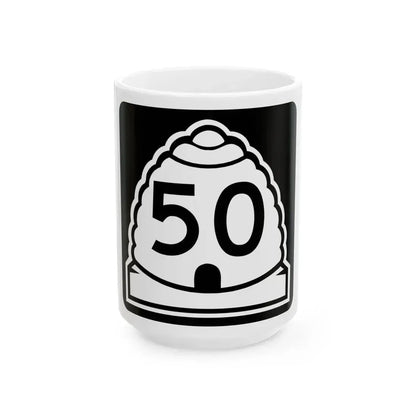 Utah 50 (Utah) (Road Sign) White Coffee Mug 15oz - Go Mug Yourself