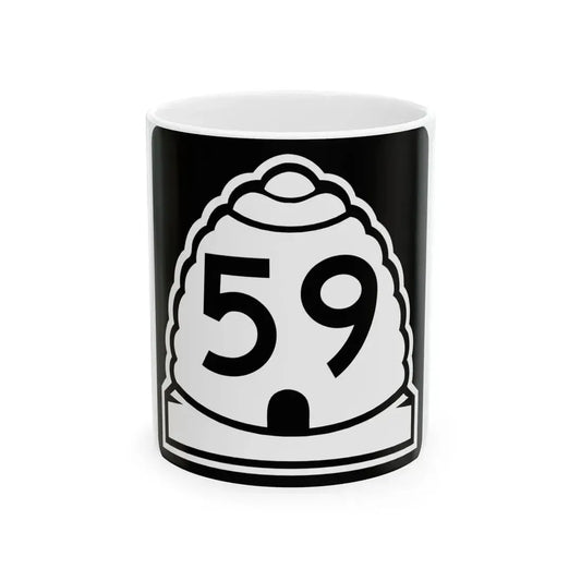 Utah 59 (Utah) (Road Sign) White Coffee Mug 11oz - Go Mug Yourself
