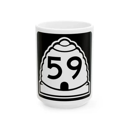 Utah 59 (Utah) (Road Sign) White Coffee Mug 15oz - Go Mug Yourself