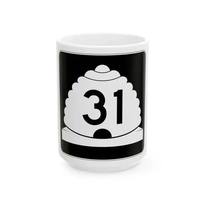 Utah SR 31 (Utah) (Road Sign) White Coffee Mug 15oz - Go Mug Yourself